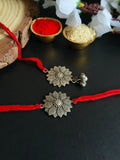Rustic Floral Oxidised Rakhi Combo Set | AMOLA
