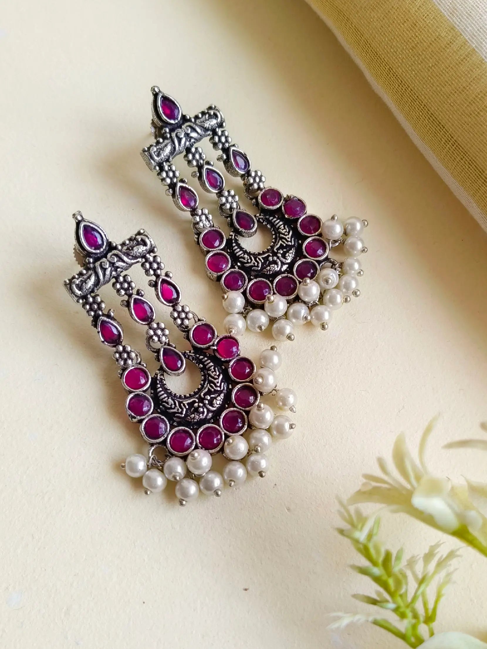 Elegant Oxidised German Silver Dangler Earrings – Timeless & Stylish | Sarichka