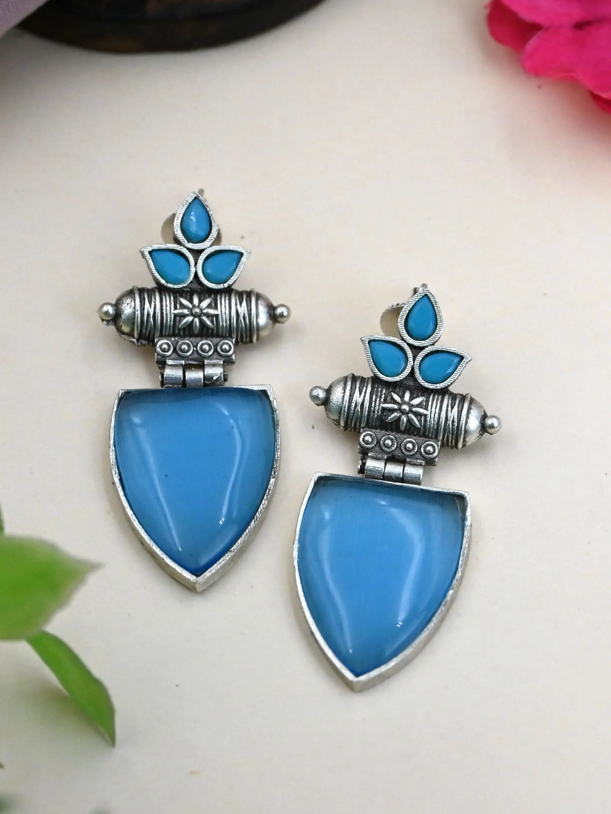 Antique Silver Monalisa Dangler Earrings with Elegant Finish | AMOLA