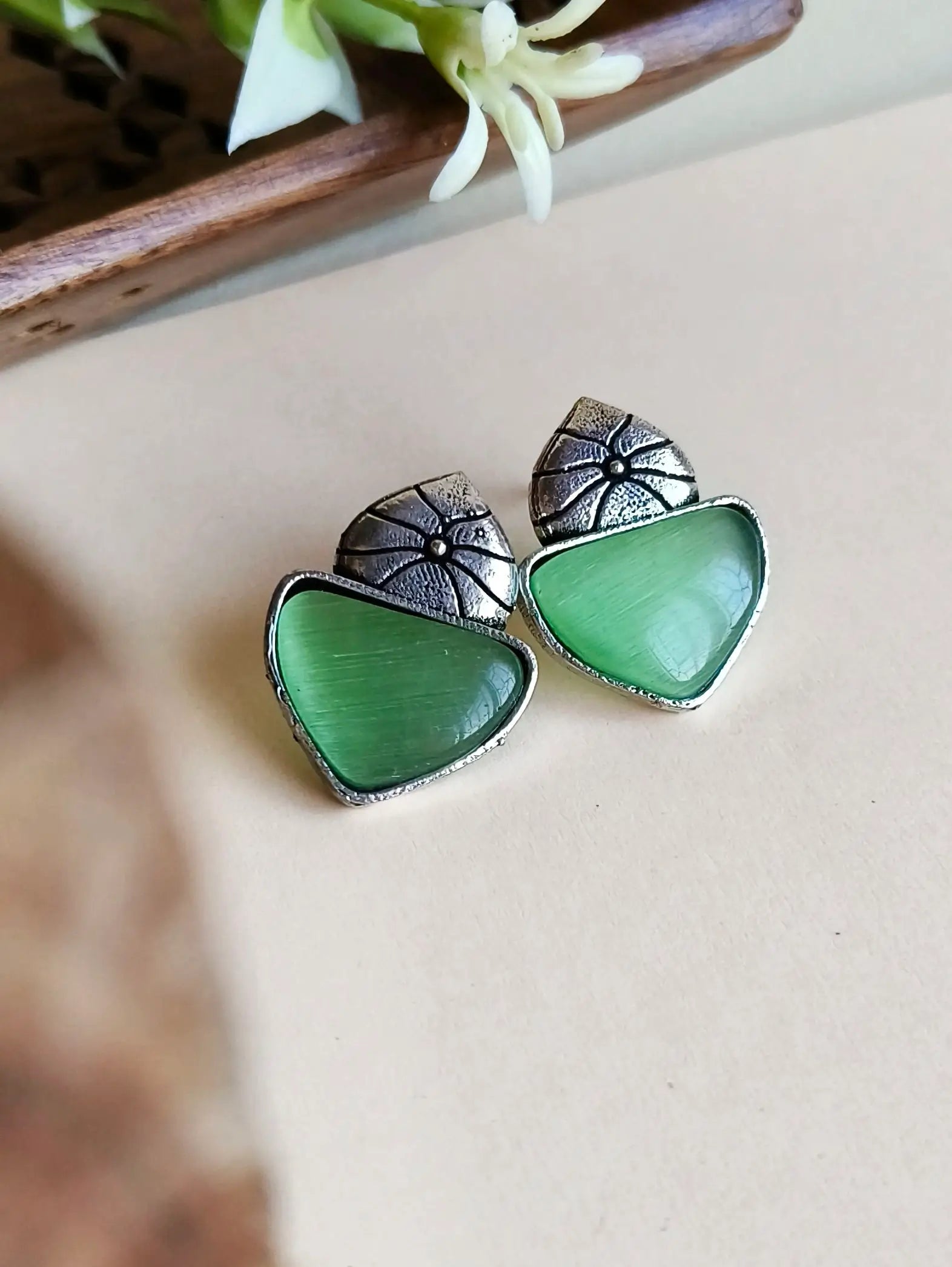 Monalisa Daily Wear German Silver Stud Earrings for Effortless Style | Sarichka