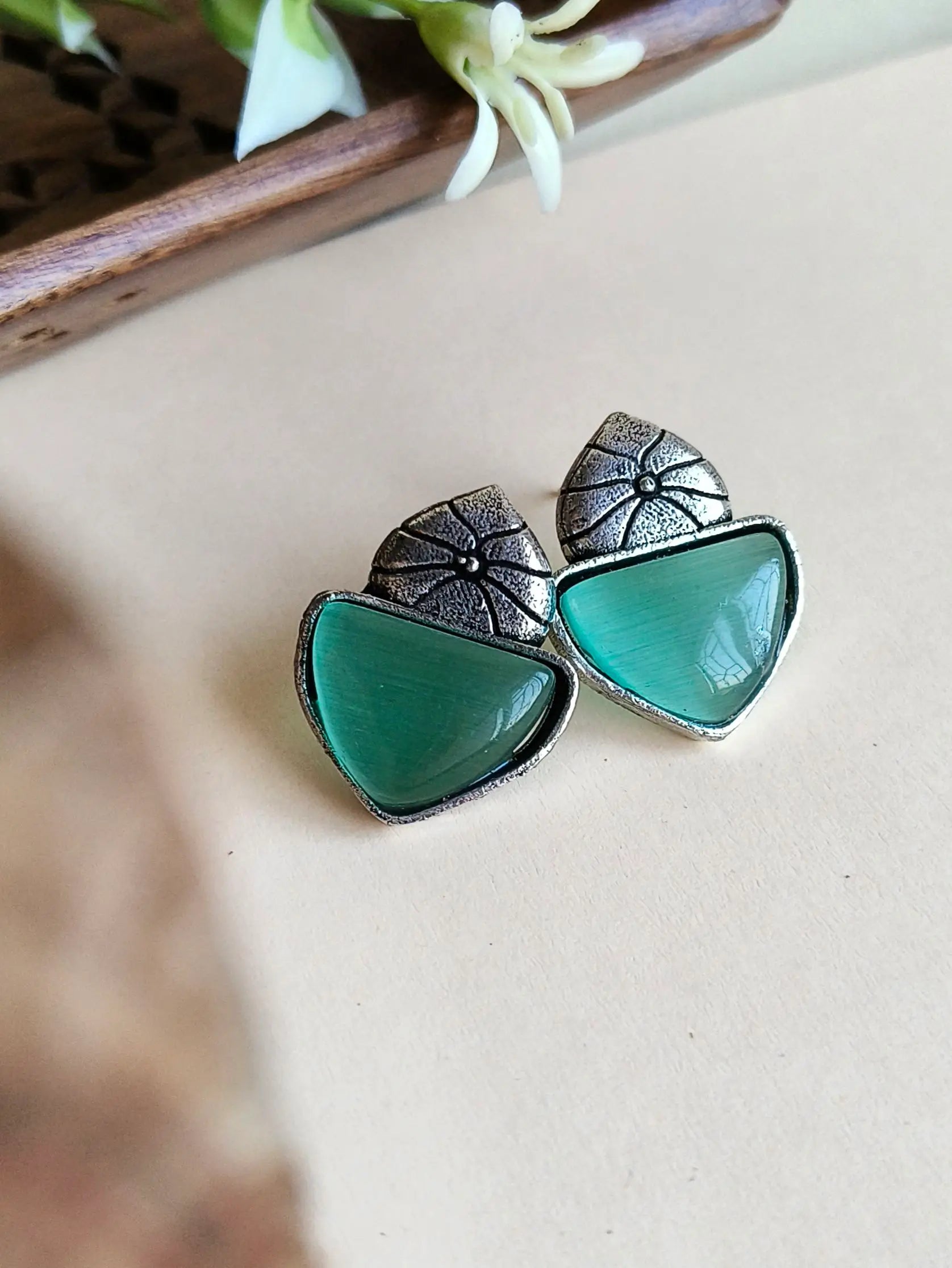 Monalisa Daily Wear German Silver Stud Earrings for Effortless Style | Sarichka