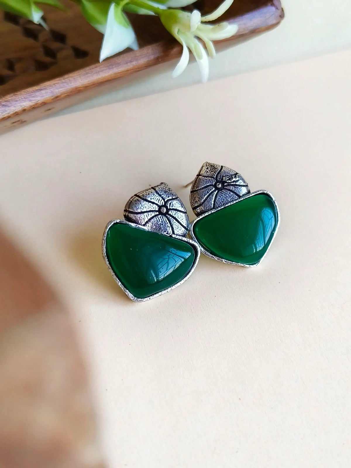 Monalisa Daily Wear German Silver Stud Earrings for Effortless Style | AMOLA