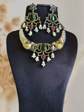 Dual-Tone Gemstone Hasli Necklace Set | Sarichka