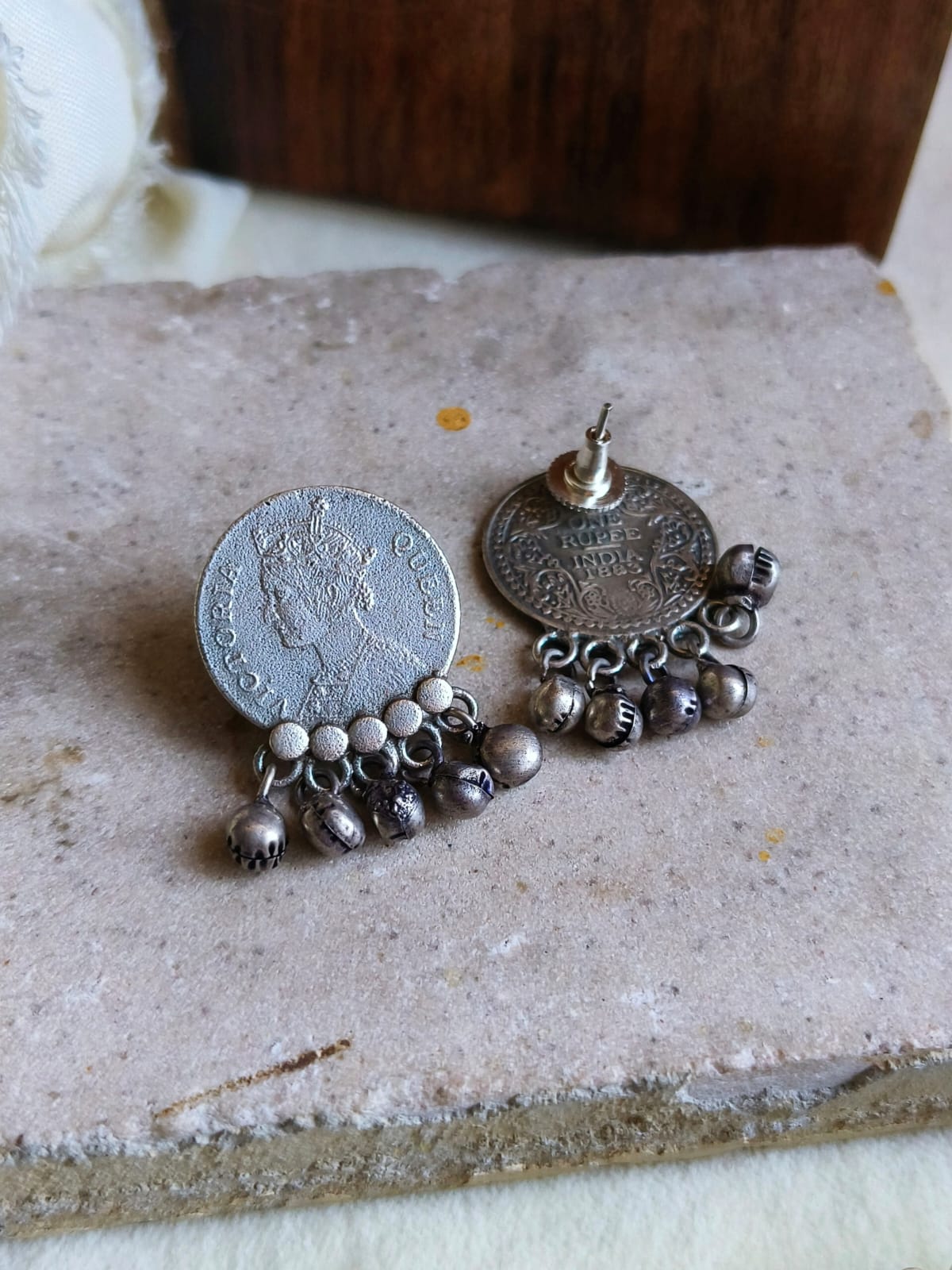 ✨ Antique Silver Coin Stud & Ring Set | Sarichka Fashion