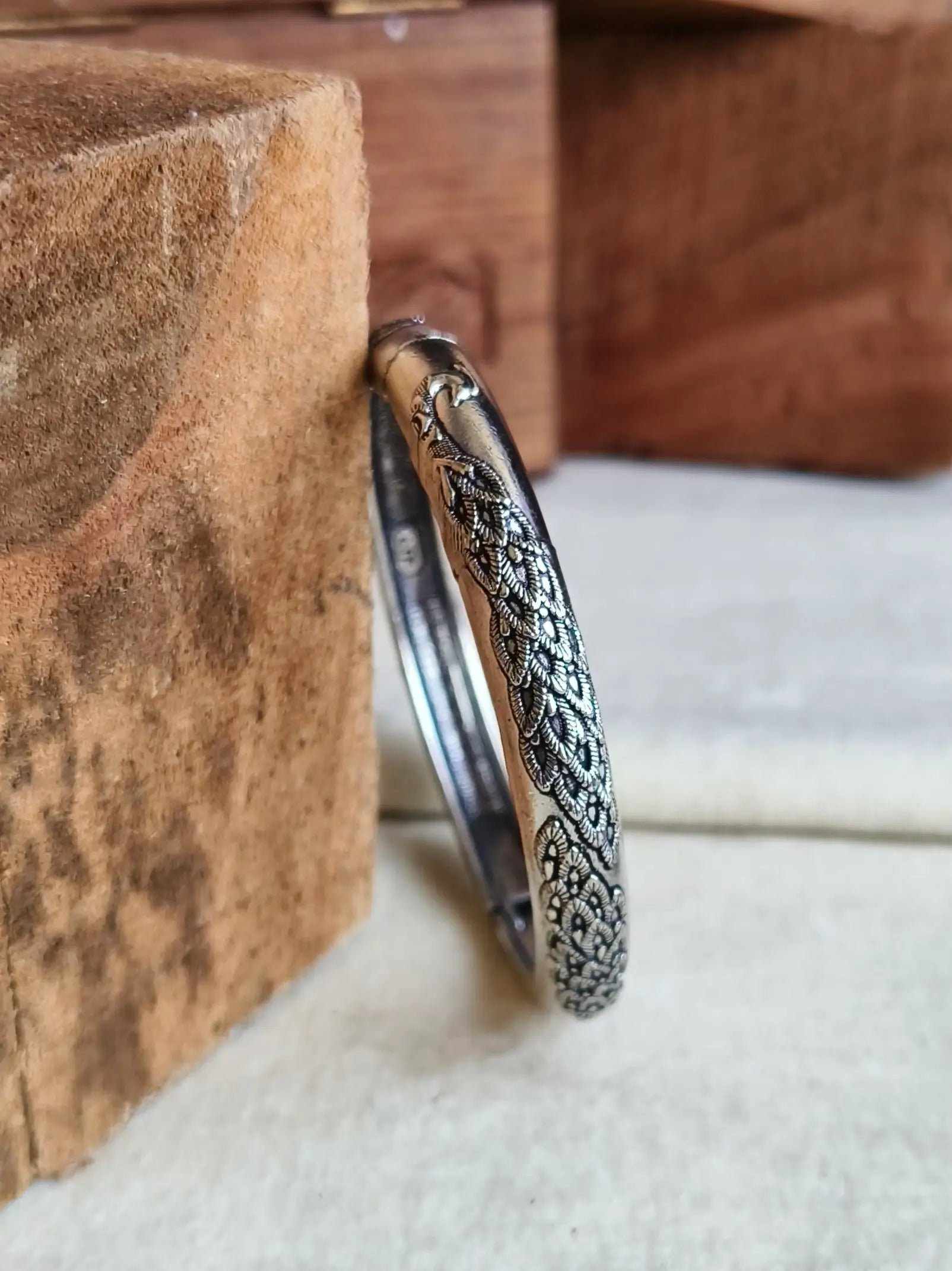 Antique Peacock Silver Kadas with Grace | Sarichka Fashion