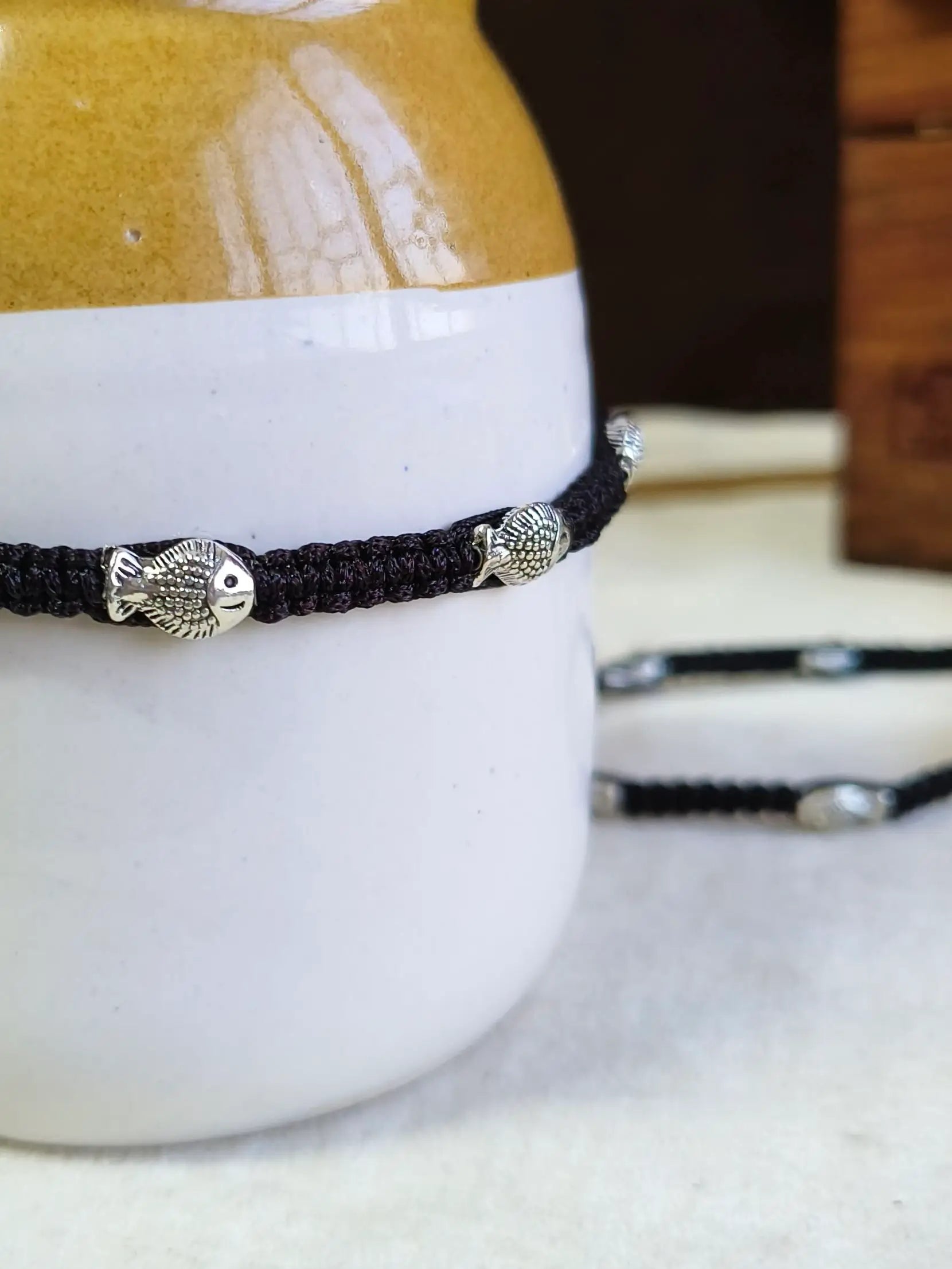 Adjustable Fish Thread Anklet in German Silver | Sarichka Fashion