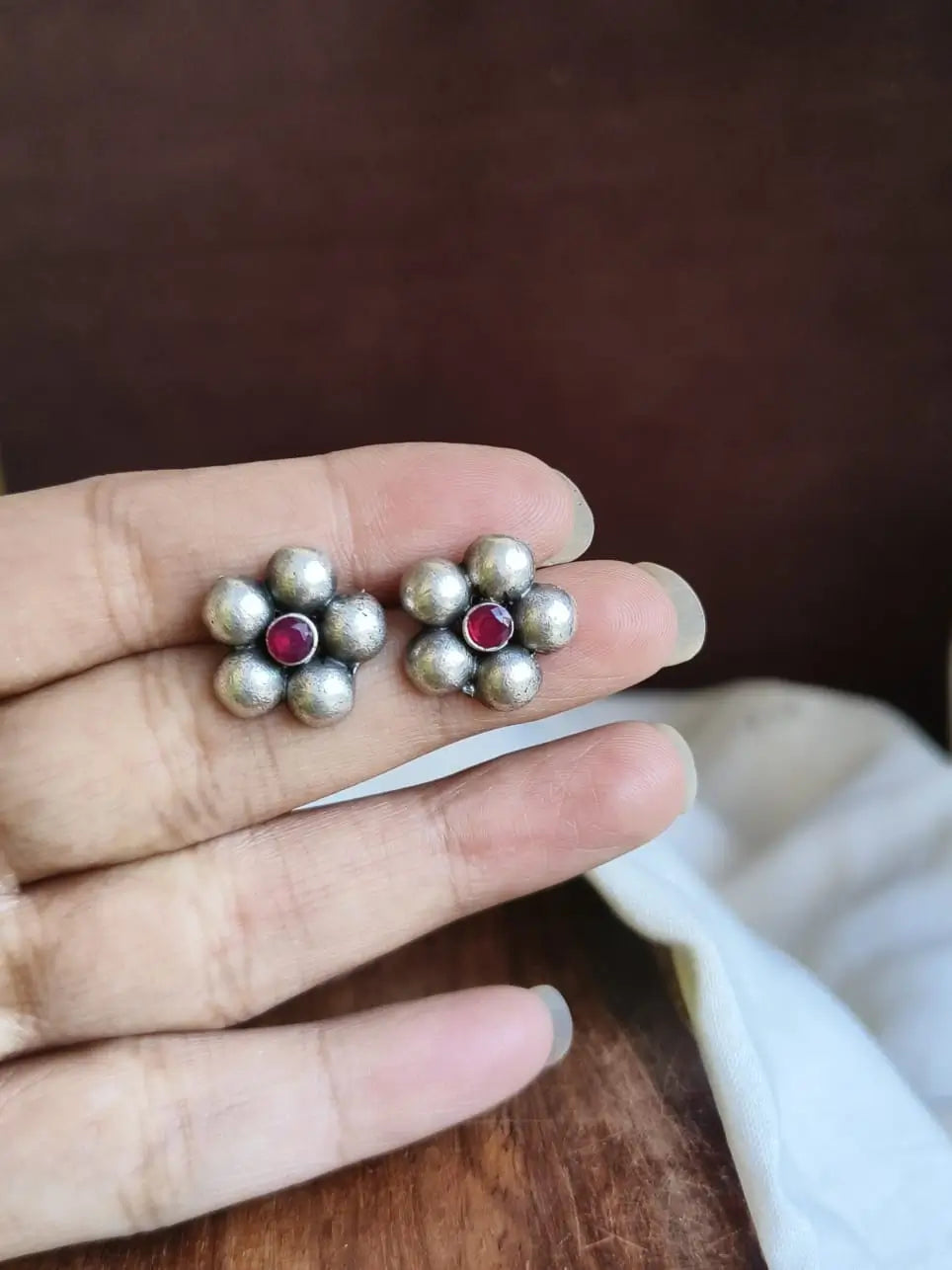 925 Silver Plated Floral Studs | Sarichka Fashion