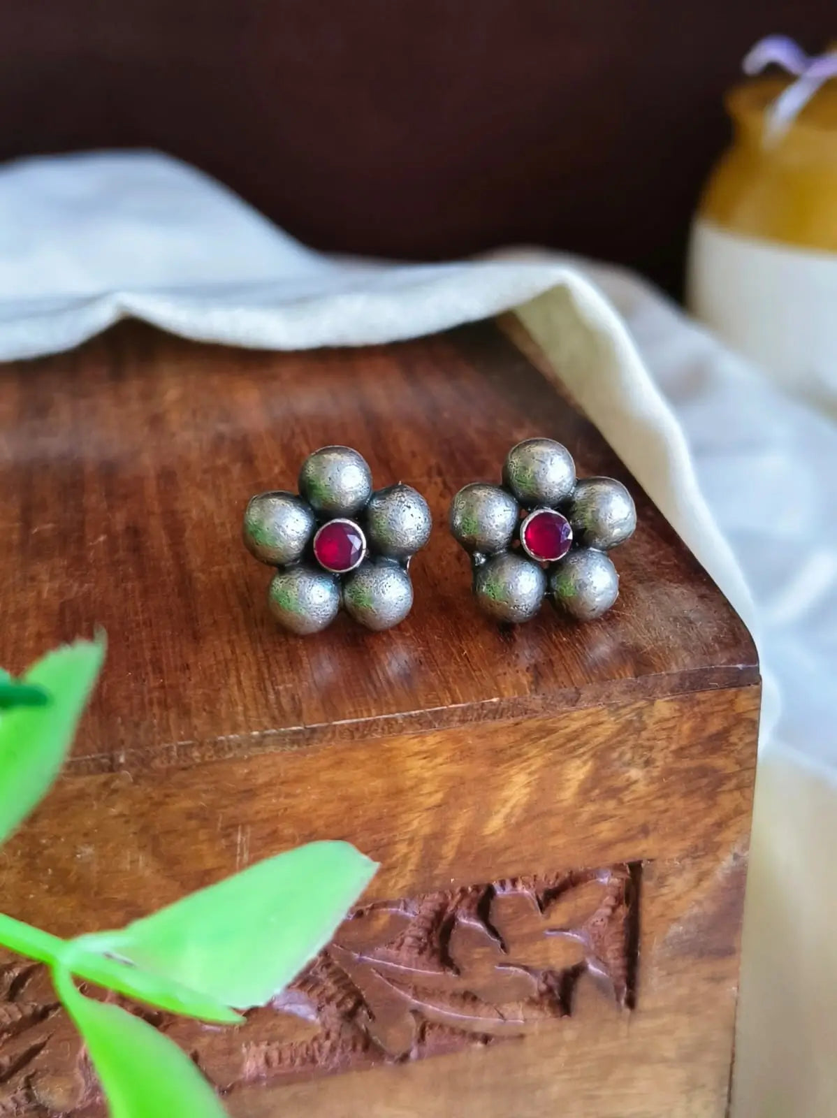 925 Silver Plated Floral Studs | Sarichka Fashion