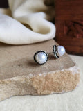 Handmade Oxidised Pearl Stud Earrings | Sarichka Fashion