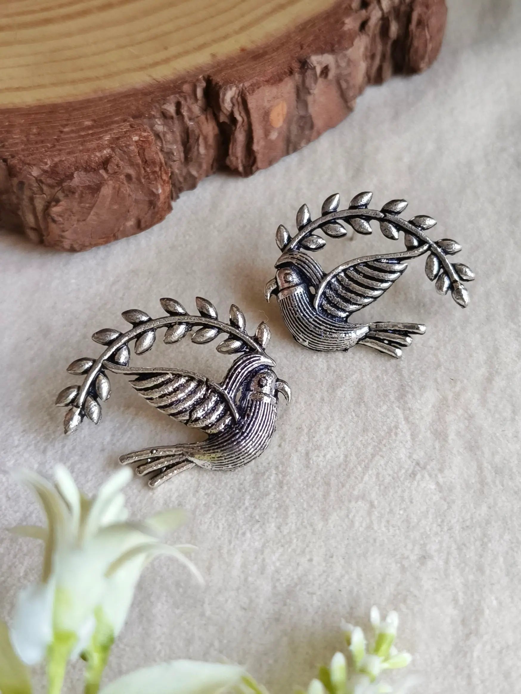 German Silver Sparrow Stud Earrings | Sarichka Fashion