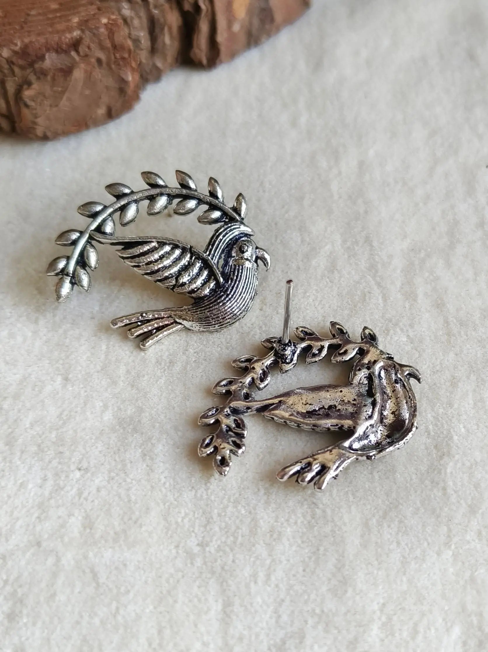 German Silver Sparrow Stud Earrings | Sarichka Fashion