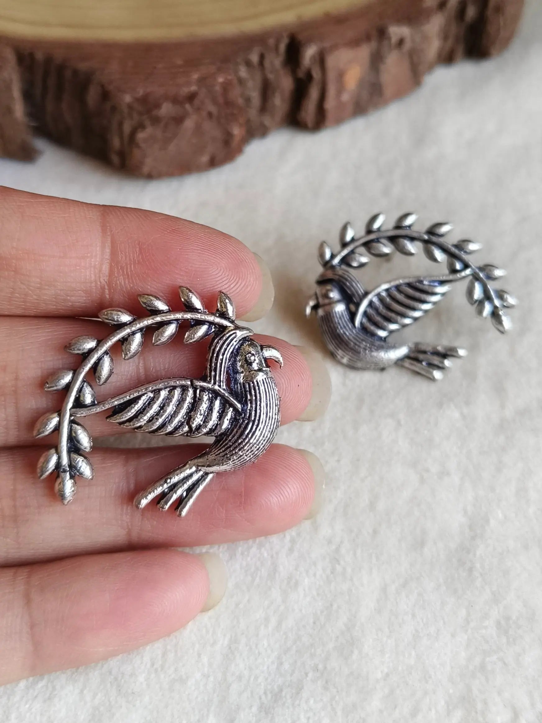 German Silver Sparrow Stud Earrings | Sarichka Fashion