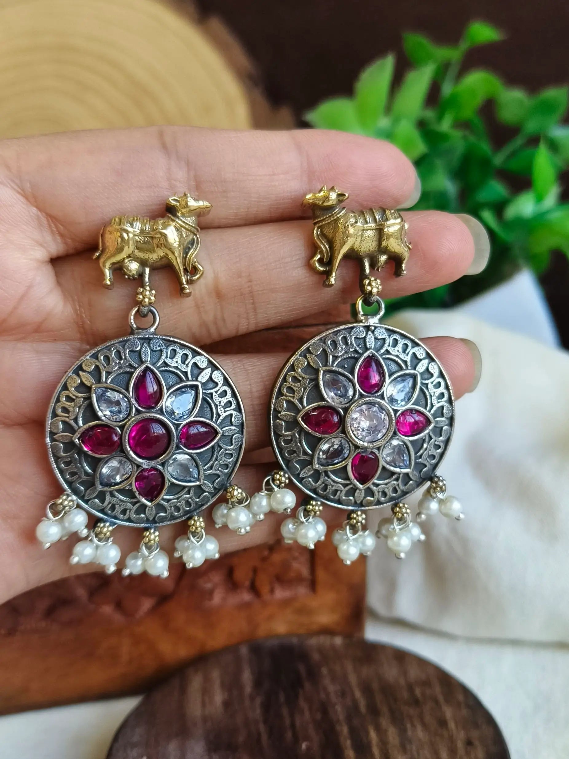 Antique Dual Tone Nandi Charm Dangler | Sarichka Fashion
