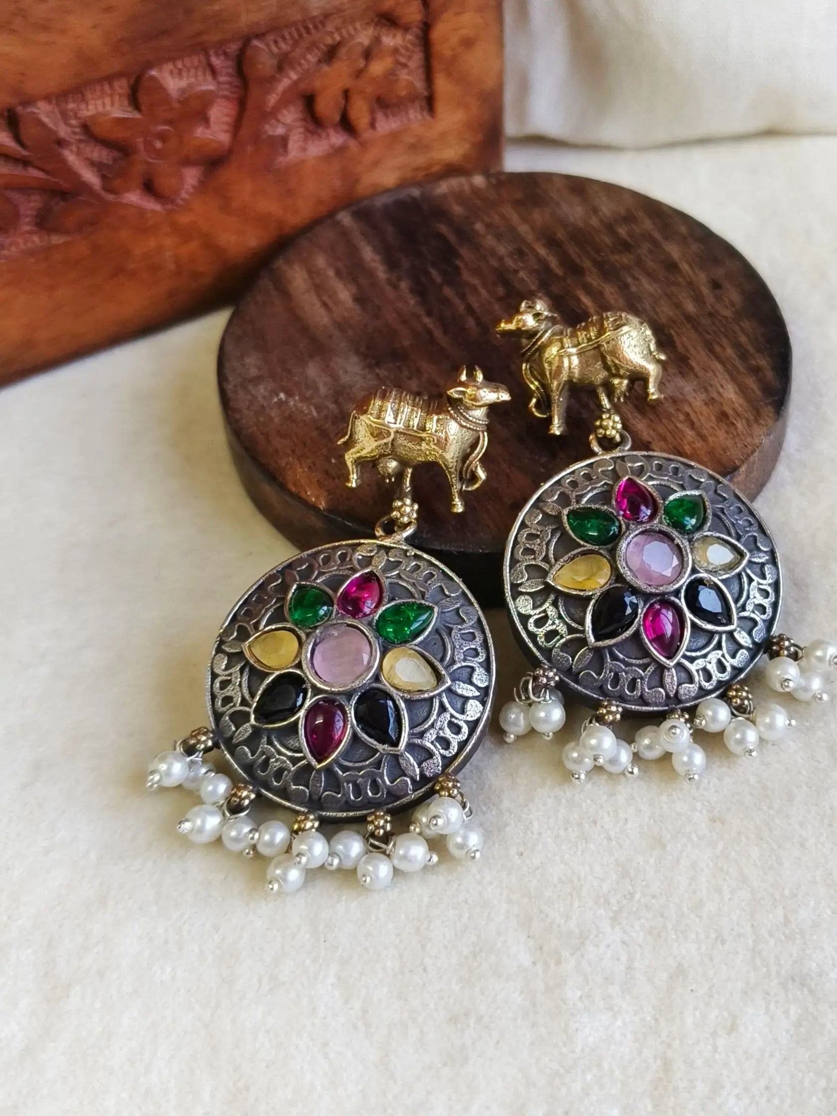 Antique Dual Tone Nandi Charm Dangler | Sarichka Fashion