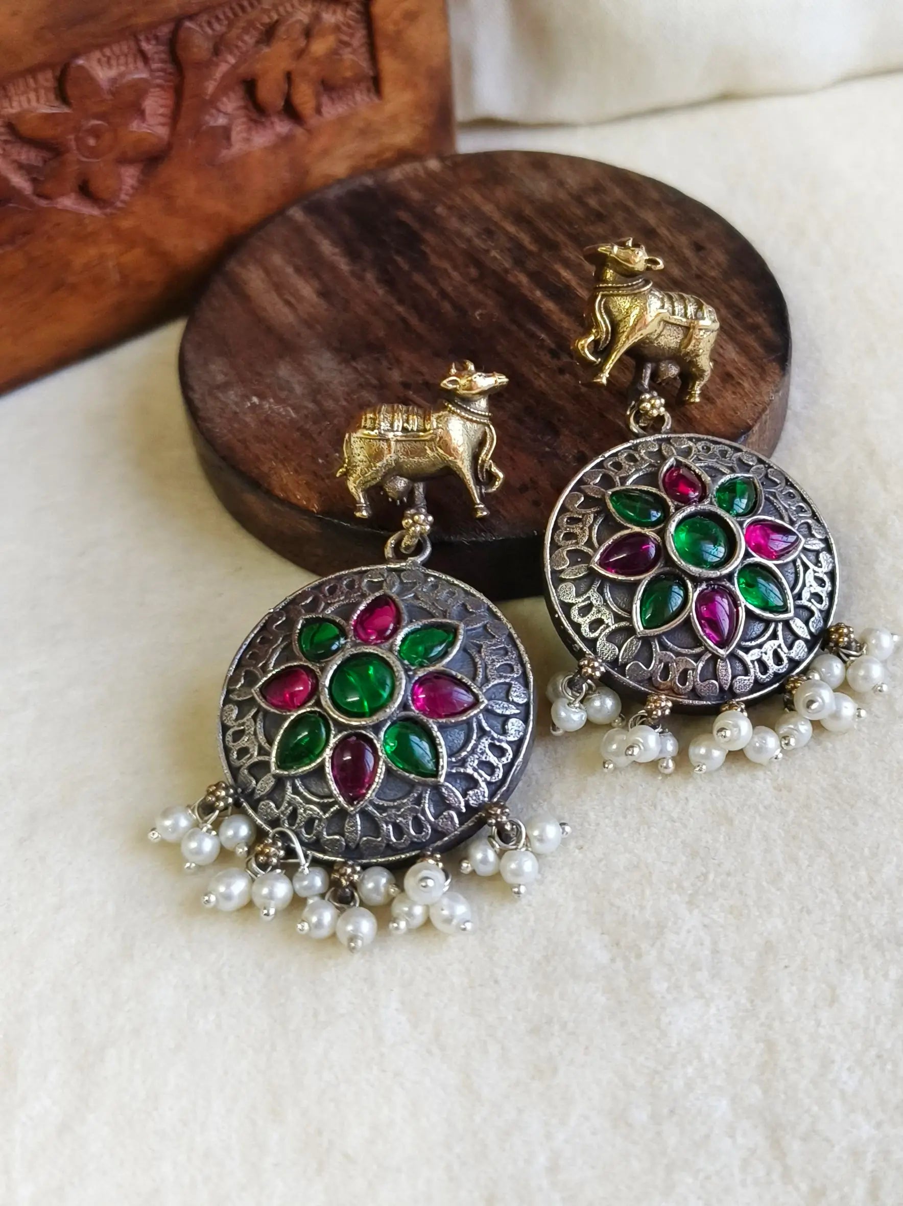 Antique Dual Tone Nandi Charm Dangler | Sarichka Fashion