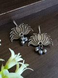 Graceful Lotus Silver Hook Earrings | Sarichka Fashion