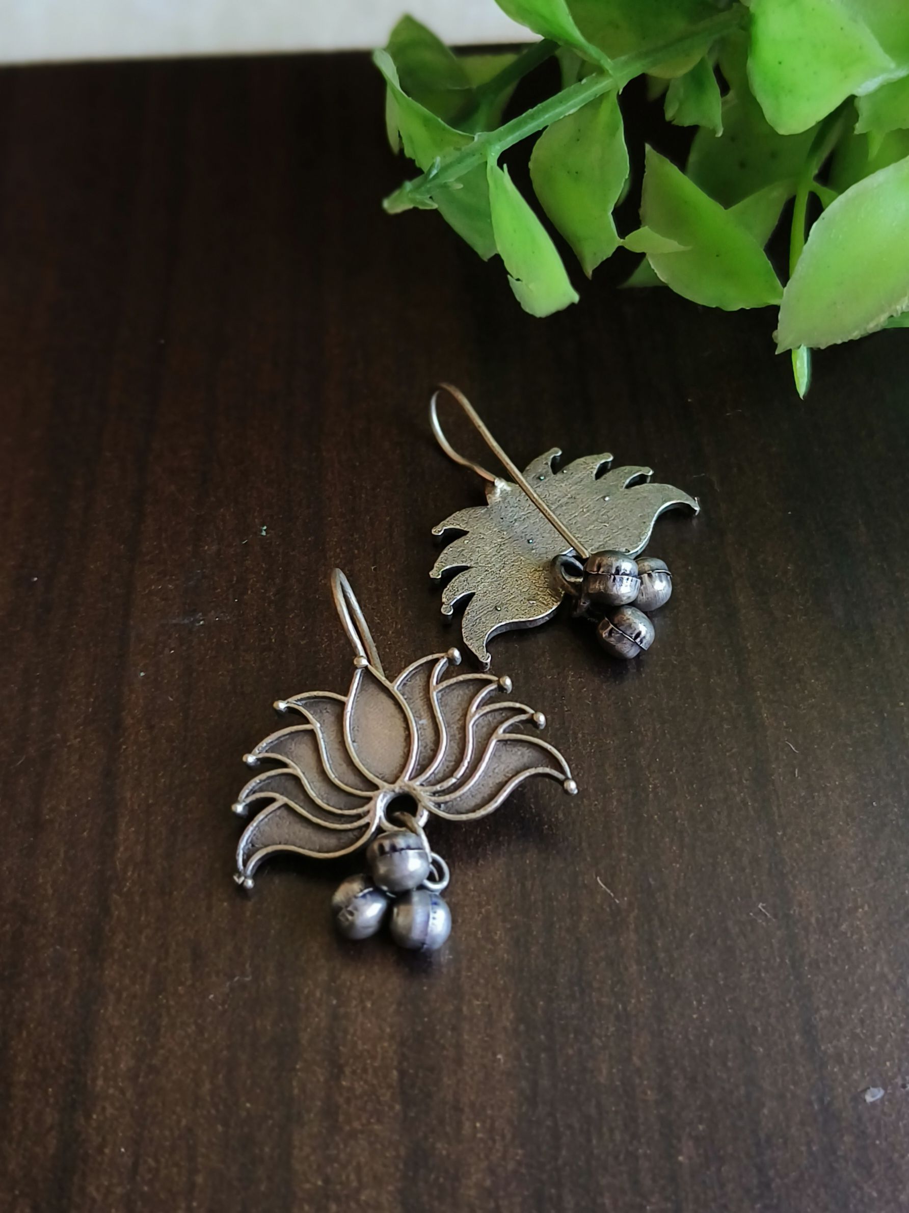 Graceful Lotus Silver Hook Earrings | Sarichka Fashion