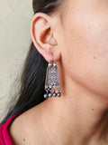 Floral Oxidised Silver Daily Hook Earrings | Sarichka Fashion