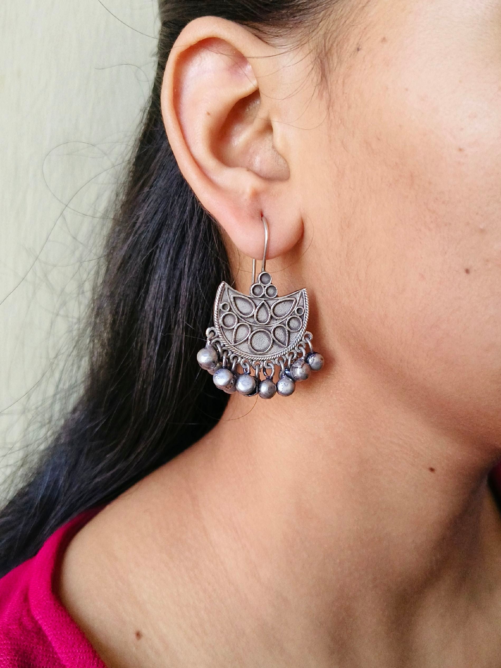 Boho Oxidised Hook Earrings | Sarichka Fashion