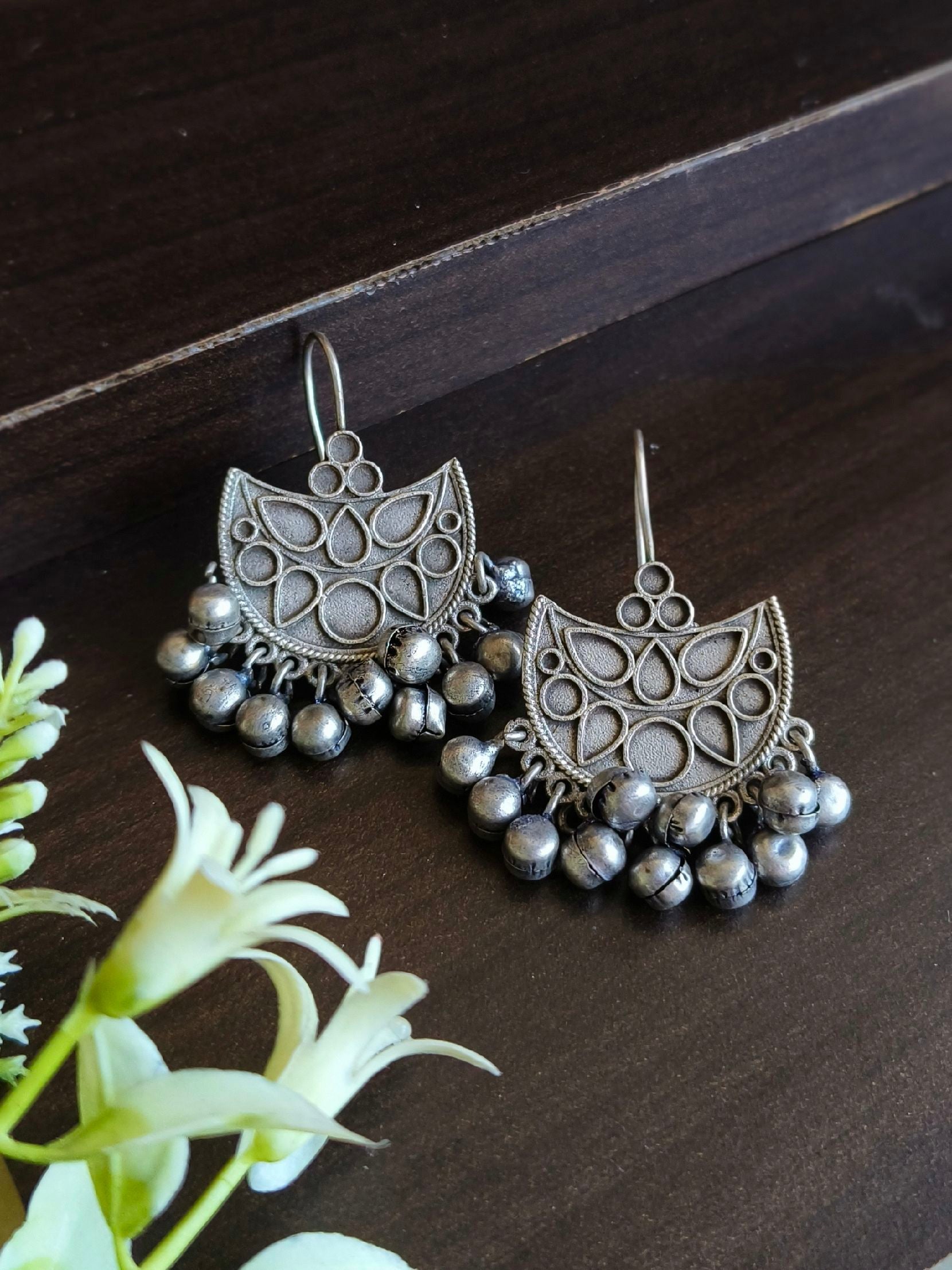 Boho Oxidised Hook Earrings | Sarichka Fashion