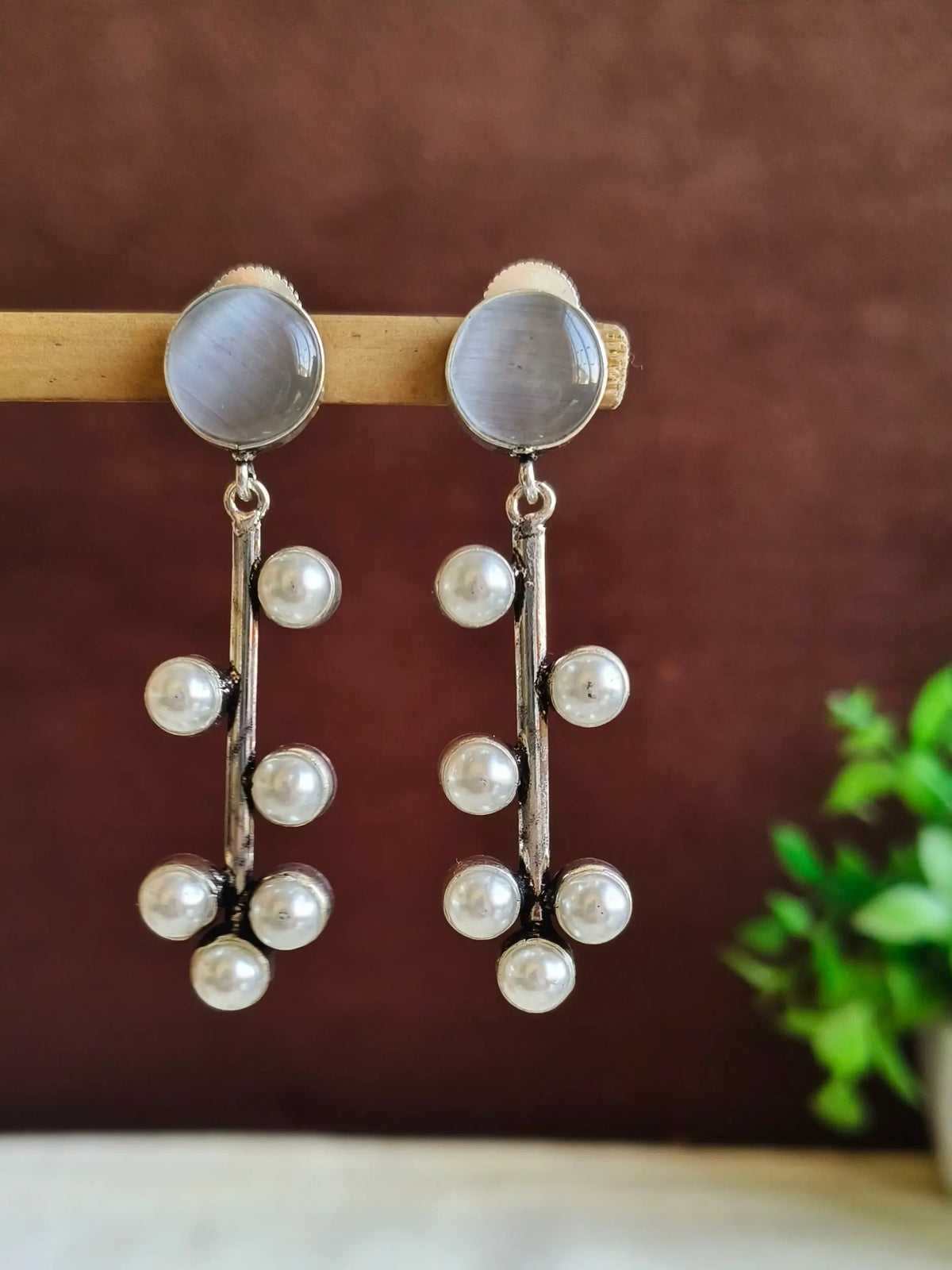 Premium Monalisa Oxidised Danglers with Stone Spark | AMOLA