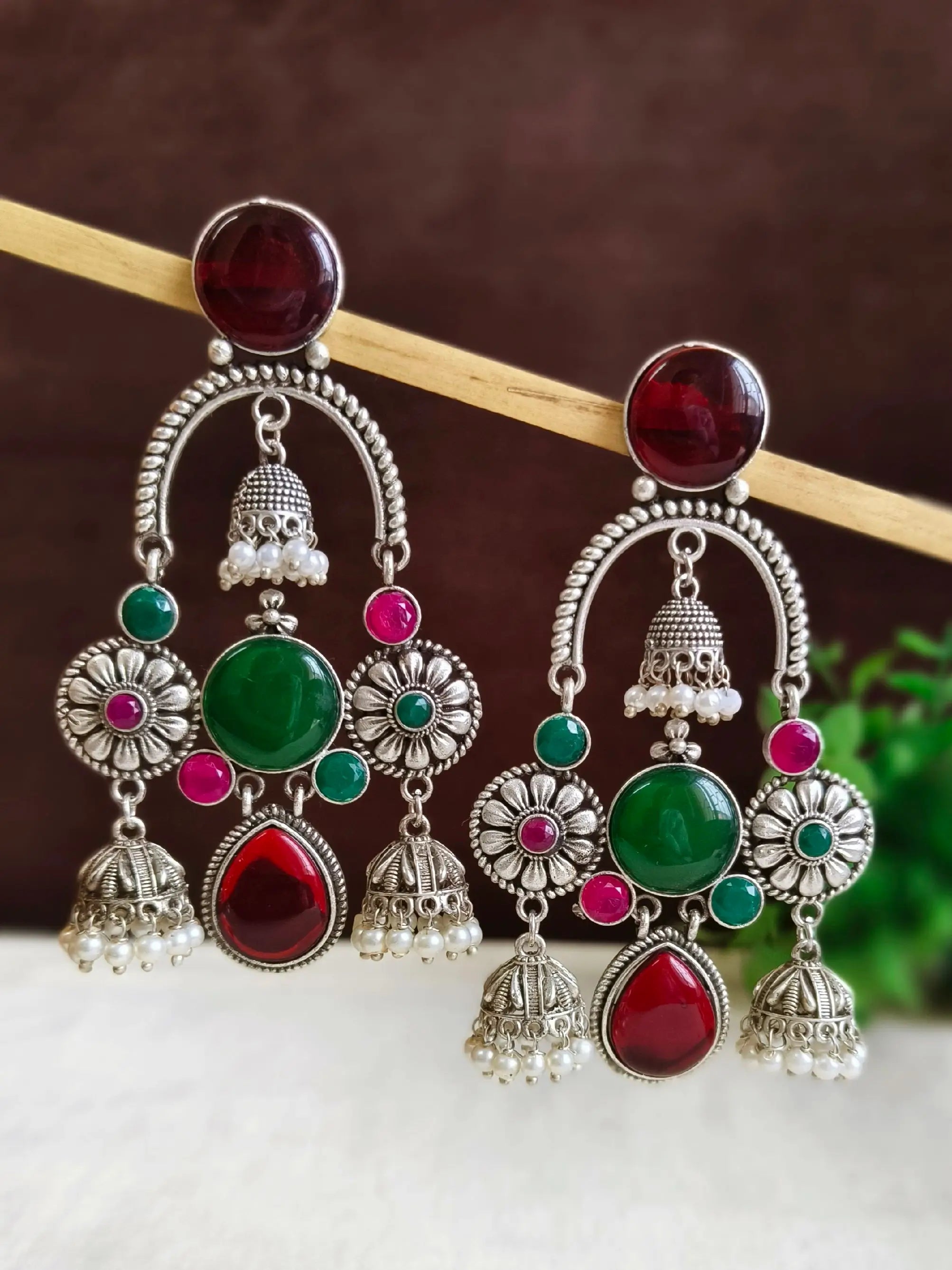 Antique Silver Ghungroo Jhumkas for Garba Glam | Sarichka Fashion