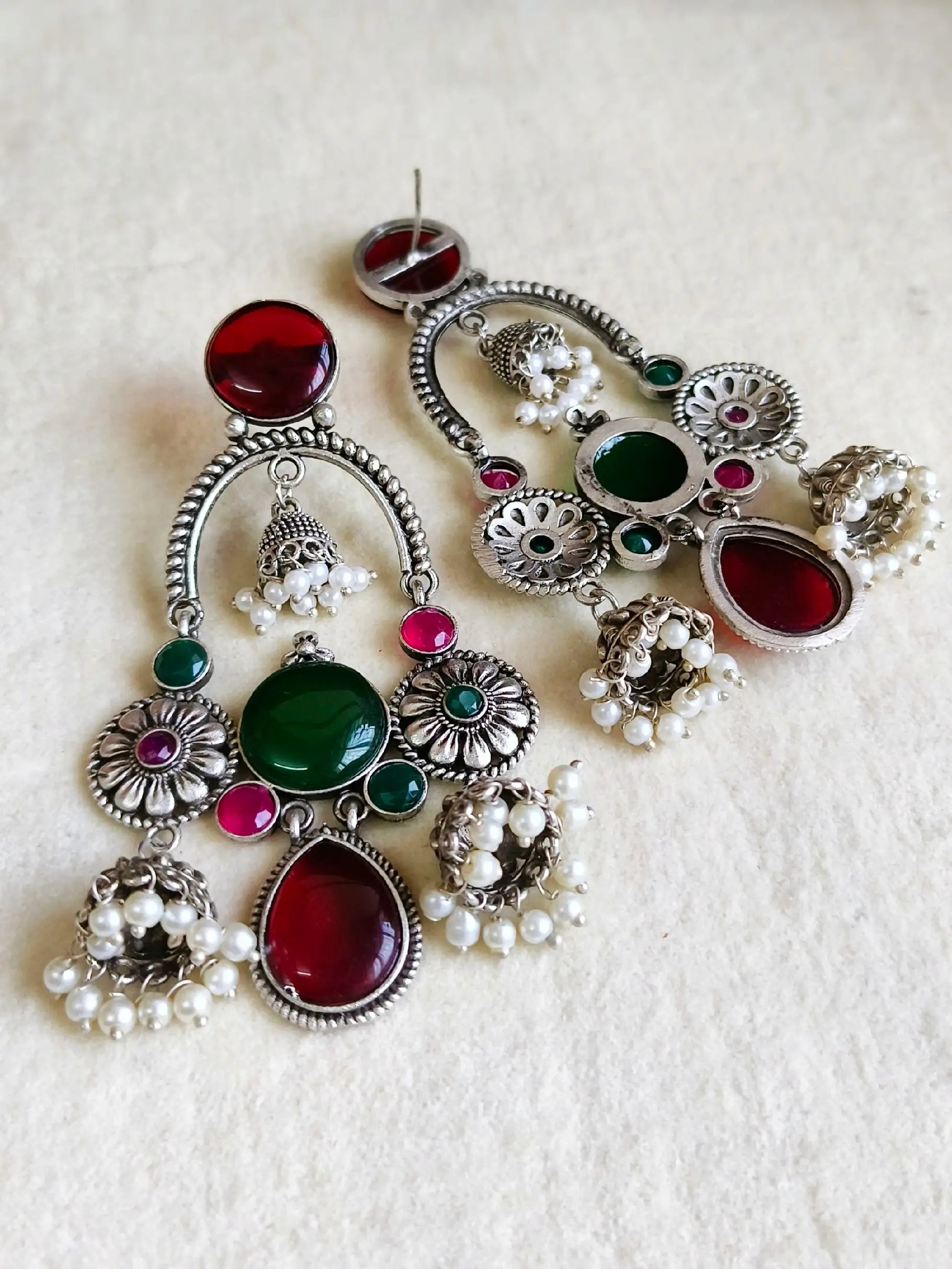 Antique Silver Ghungroo Jhumkas for Garba Glam | Sarichka Fashion