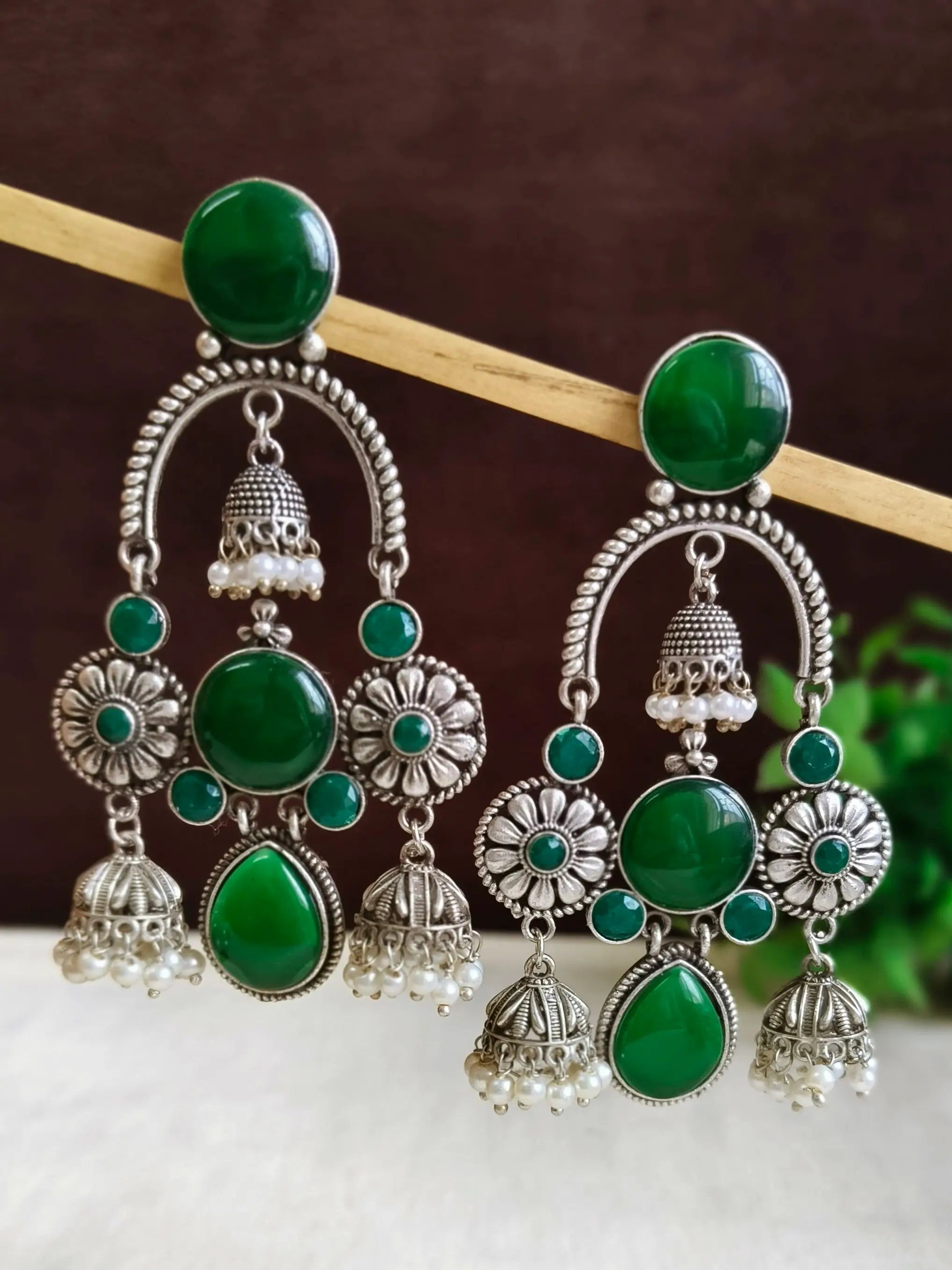 Antique Silver Ghungroo Jhumkas for Garba Glam | Sarichka Fashion