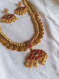 Ethnic Matt Lakshmi Coin Long Necklace | Sarichka
