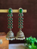 Oxidized Silver Plated Long Jhumka Earrings | Sarichka