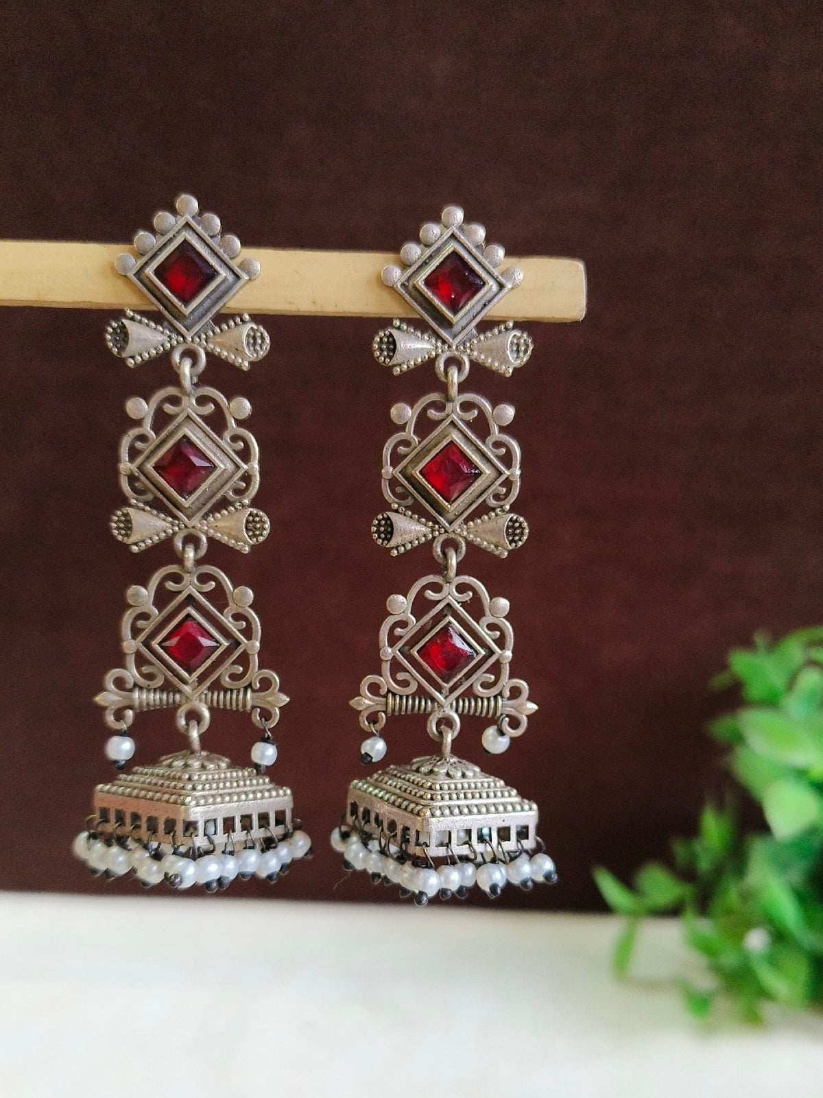 Antique Oxidised Drop Jhumki Earrings for Parties | Sarichka