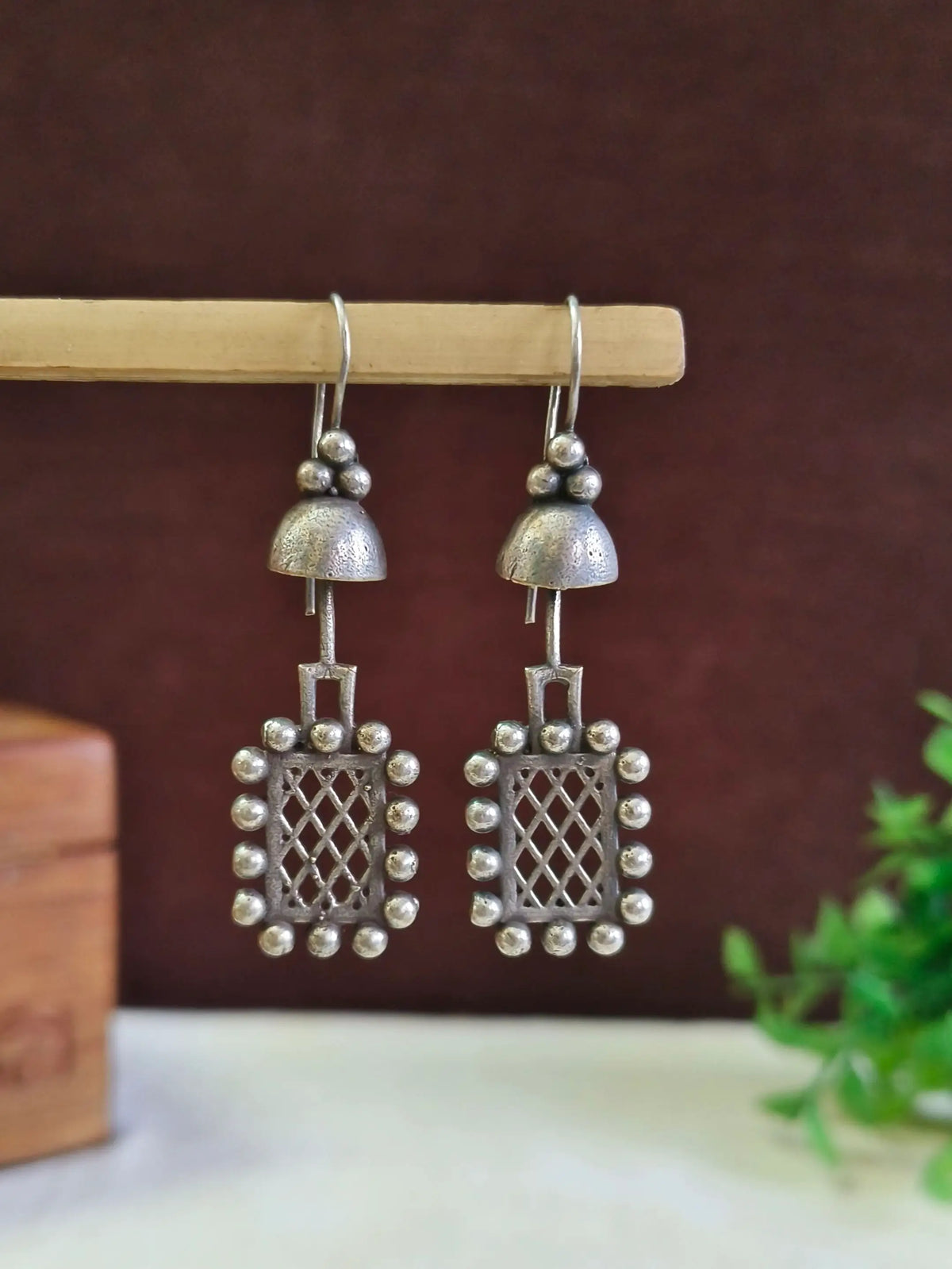 Silver Oxidized Hook Earrings | Sarichka