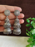 Silver Oxidised Triple Layered Ethnic Jhumki | Sarichka