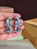 Charming Oxidized Silver Parrot Stud Earrings | Sarichka