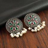 Party Wear oxidised Pearl Earrings | Sarichka