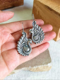 Intricate Silver oxidized Peacock Earrings AMOLA