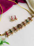 Gold-Plated Red & Green Gemstone Choker Set | Sarichka