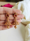 Gold-Plated Traditional Temple Design Necklace Set | Sarichka
