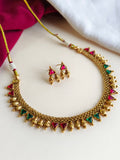 Women Gold-Plated Studded Necklace & Earrings Set | Sarichka