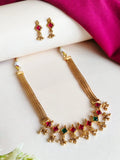 Gold-Plated Red Green Stone Necklace  Set | Sarichka
