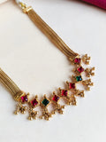 Gold-Plated Red Green Stone Necklace  Set | Sarichka