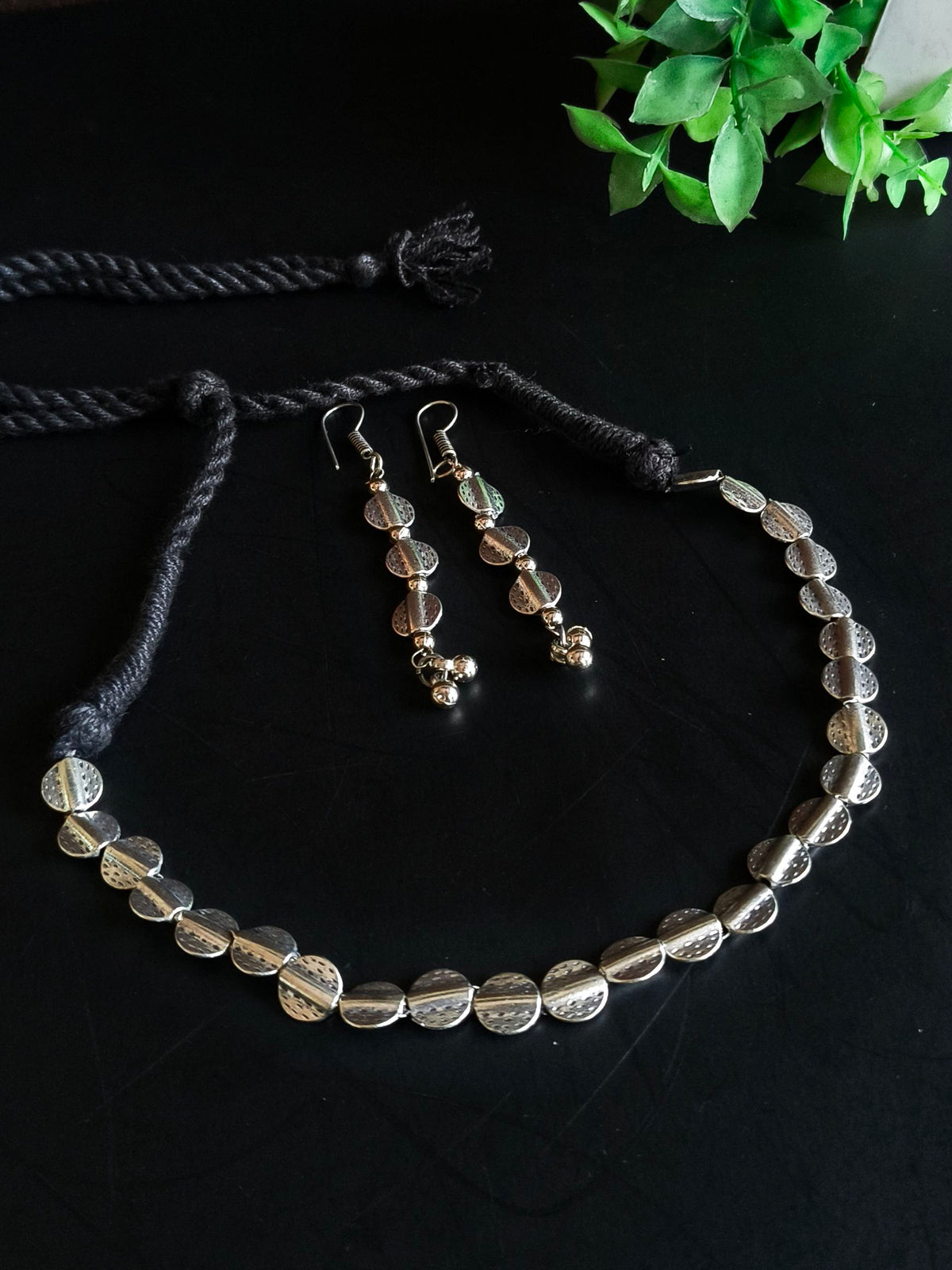 Minimal German Silver Beaded Thread Set  | AMOLA