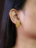 Golden Leaf Statement Stud Earrings | Sarichka