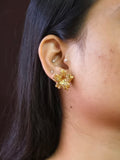 Golden Floral Statement Stud Earrings | Sarichka