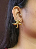 Golden Starfish Textured Anti-Tarnish Studs | Sarichka
