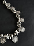 Oxidised Silver Coin Ghungroo Necklace Set | Sarichka