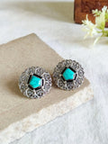 Silver Look a like Oxidised Gemstone Stud | Sarichka