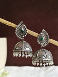 Antique Green Kundan Pearl Oxidised Jhumka | Sarichka
