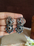 Oxidised Silver Red Stone Ghungroo Studded | Sarichka