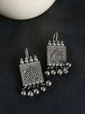 Antique Oxidised Ghungroo Drop Hook Earrings | Sarichka